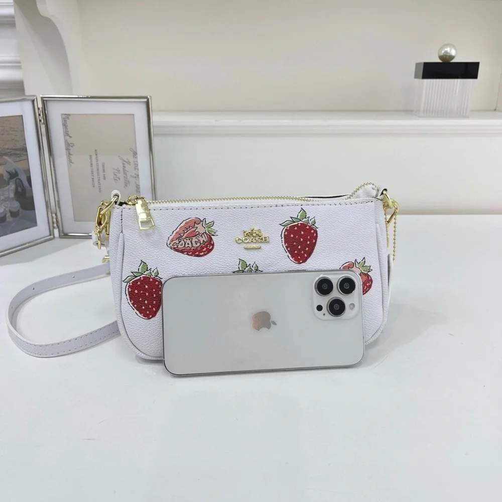 Coach White Bag with Red Strawberry Design - Picture 2 of 7